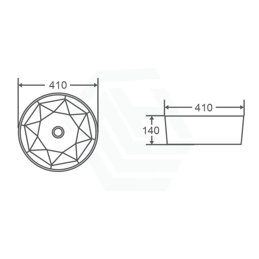 410x410x140mm Round Art Nickel Above Counter Ceramic Basin Counter Top Basin