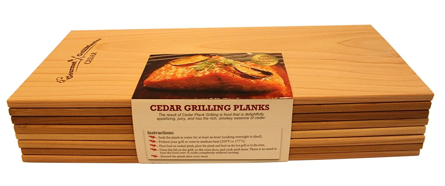 7&quot;x15&quot; Cedar Grilling Planks (8 Pack) - Extra Large, Extra Wide, Extra Thick - Organic Western Red Cedar Wood Planks