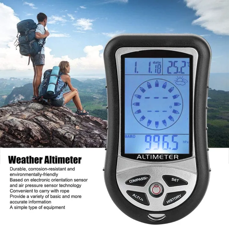 8 in 1 (Altimeter   Weather   Altitude   Compass   Thermometer   Clock   Calender   LED Backlight) Multifunction Digital Altimeter Watch Compass