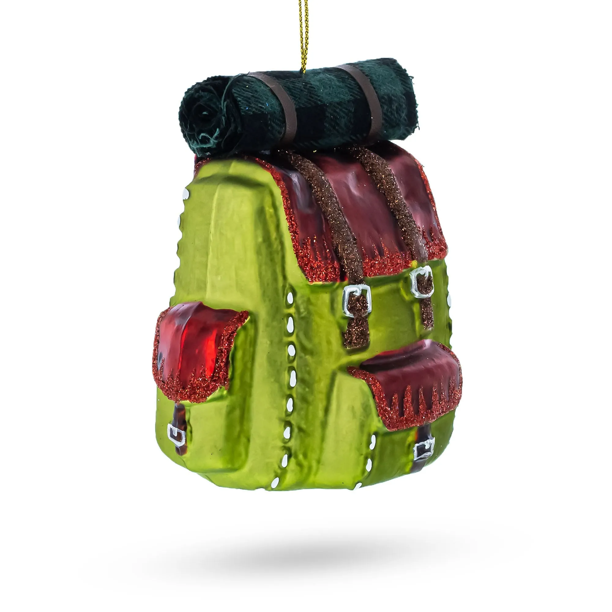 Adventurous Hiking Backpack - Blown Glass Christmas Ornament