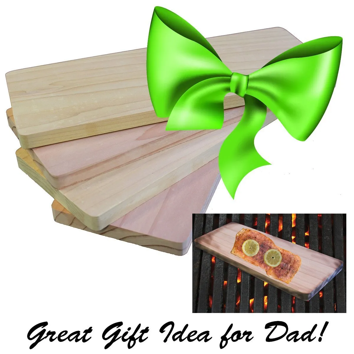 Cedar Grilling Planks For Salmon - Made in USA - 4.25&quot; x 11&quot; and 1/2&quot; Thick for Perfectly Grilled Fish, Meat and Veggies - Set of 4 - Rounded Corners - Asian Spice Rub Bonus - Great Gift Package!