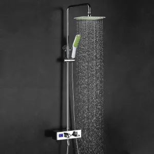 Chrome Finish Waterfall Shower Set with LCD Digital Display