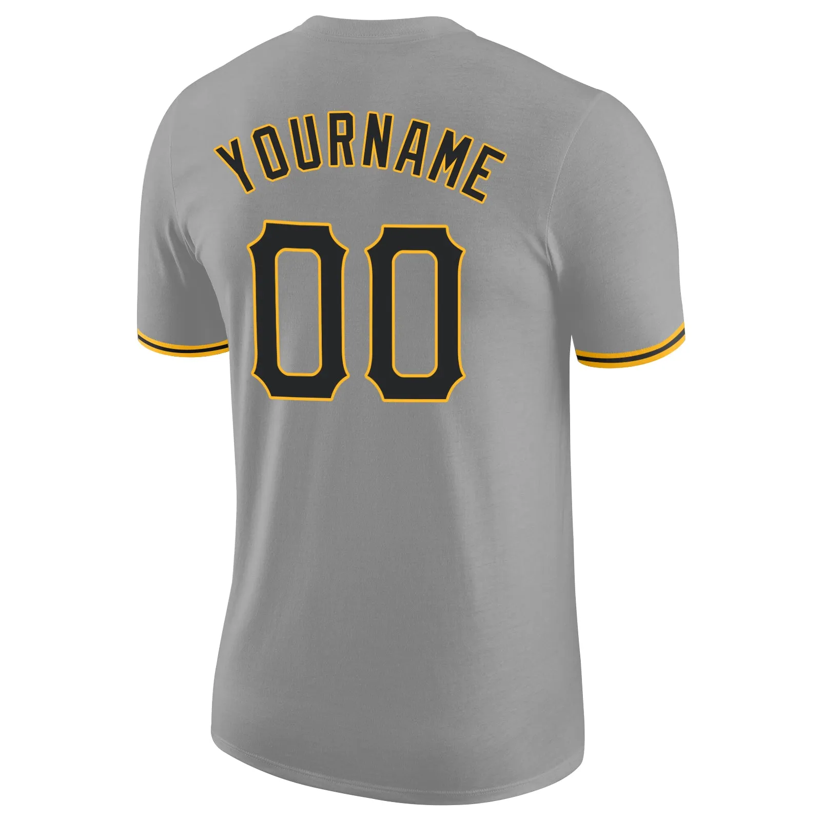 Custom Gray Black-Gold Performance T-Shirt