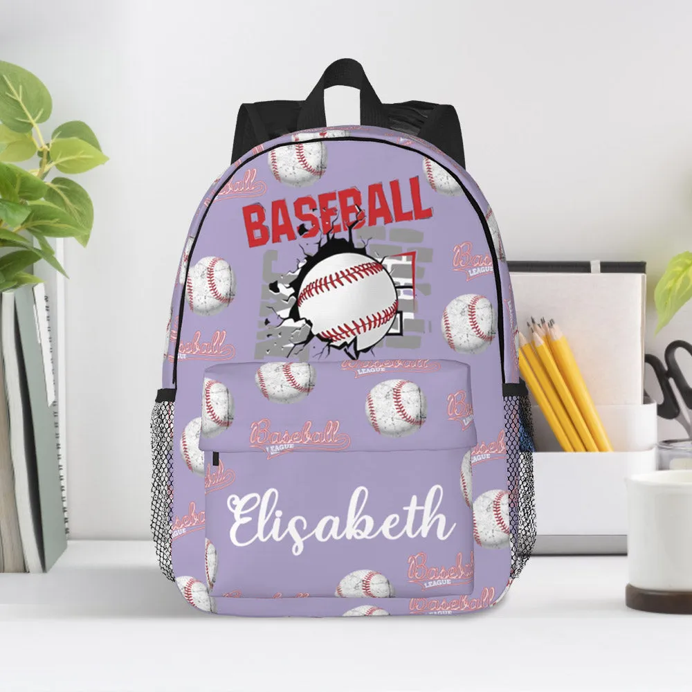 Custom Name Backpack Personalised Baseball School Bag for Kids