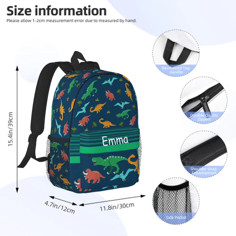 Custom Name Backpack Personalised  Dinosaur School Bag