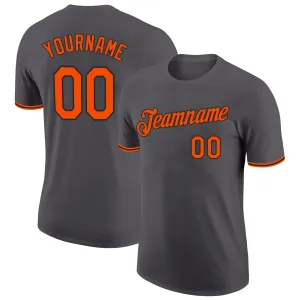 Custom Steel Gray Orange-Black Performance T-Shirt