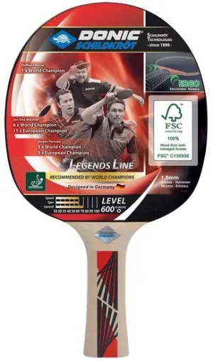 Donic Schildkröt Legends 600 Table Tennis Equipment Red, Wood