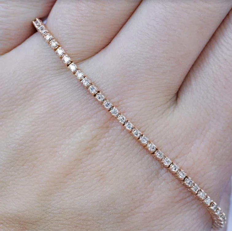 Elegant 3.00CT Round Cut Diamond Tennis Bracelet in 14KT Rose Gold