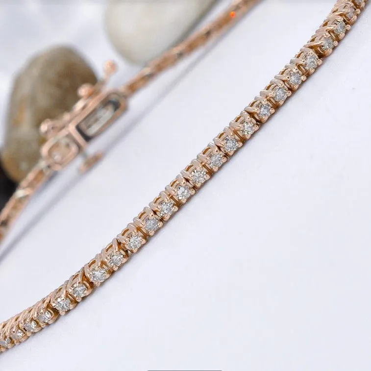 Elegant 3.00CT Round Cut Diamond Tennis Bracelet in 14KT Rose Gold