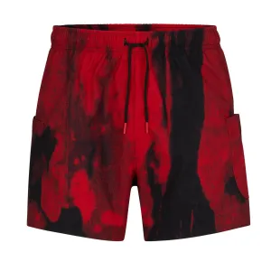 Hugo Quick-drying Swim Shorts With Graphic Print, red/black