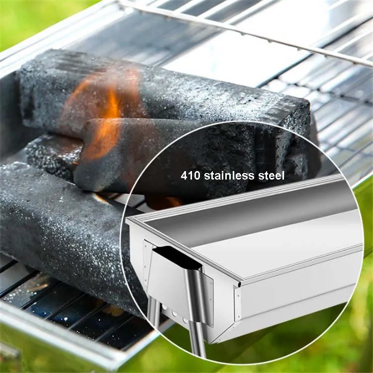 HZ-003 BBQ Grill Outdoor Portable Stainless Steel Stove Household Charcoal Barbecue Rack, Grill/pan specifications: M