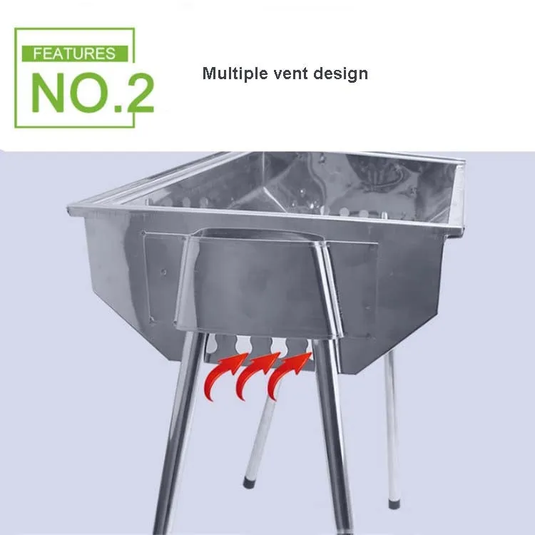 HZ-003 BBQ Grill Outdoor Portable Stainless Steel Stove Household Charcoal Barbecue Rack, Grill/pan specifications: M