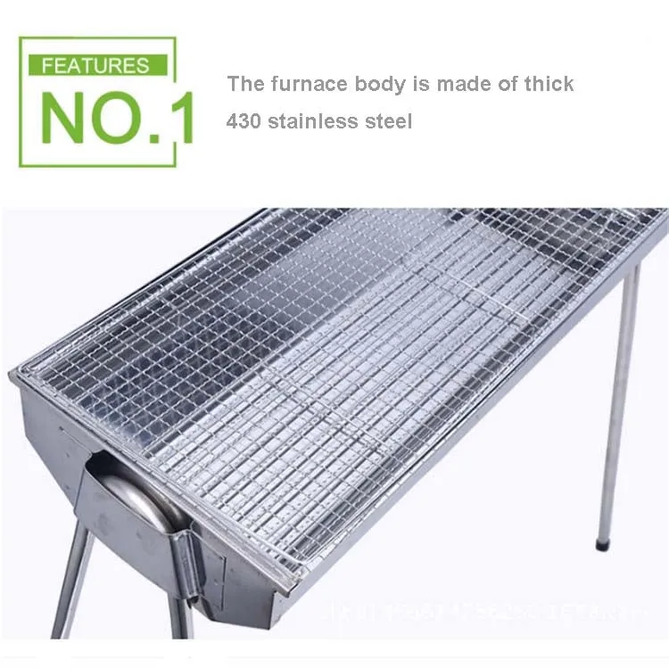 HZ-003 BBQ Grill Outdoor Portable Stainless Steel Stove Household Charcoal Barbecue Rack, Grill/pan specifications: M