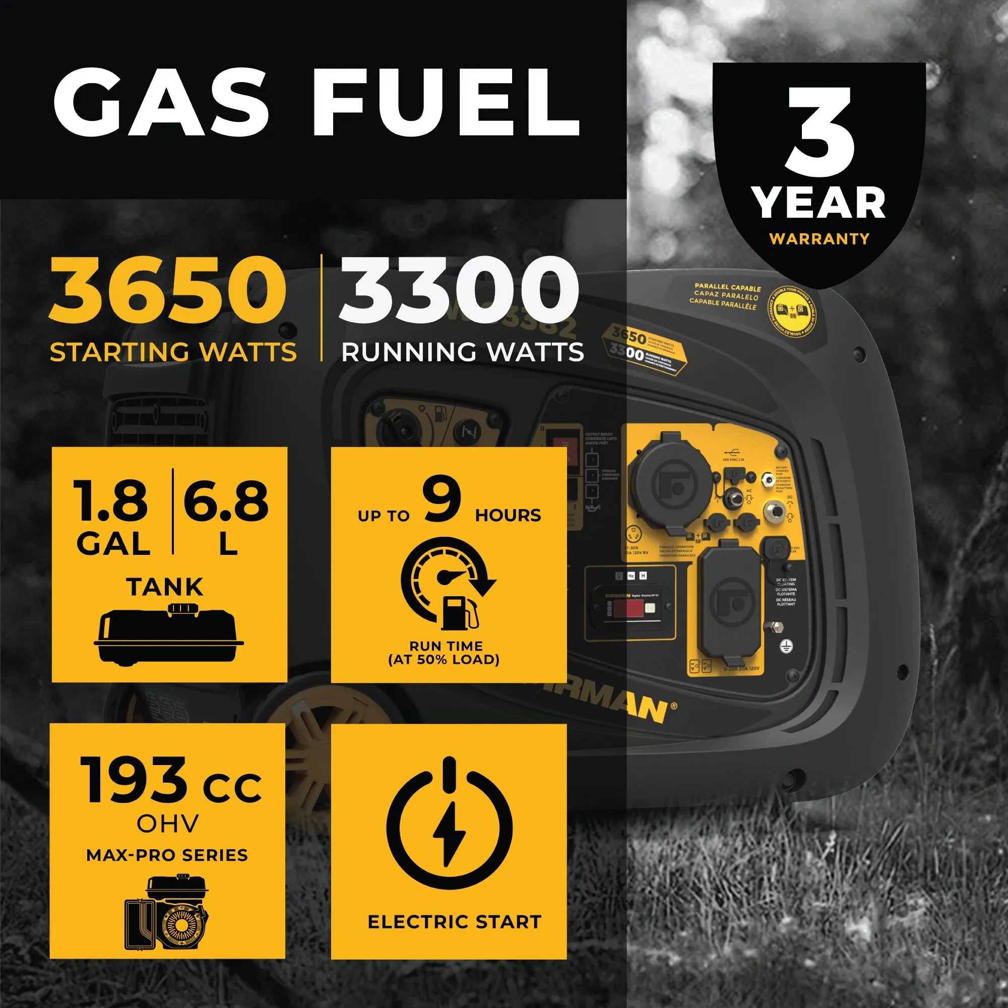 Inverter Portable Generator 3650W Remote Start