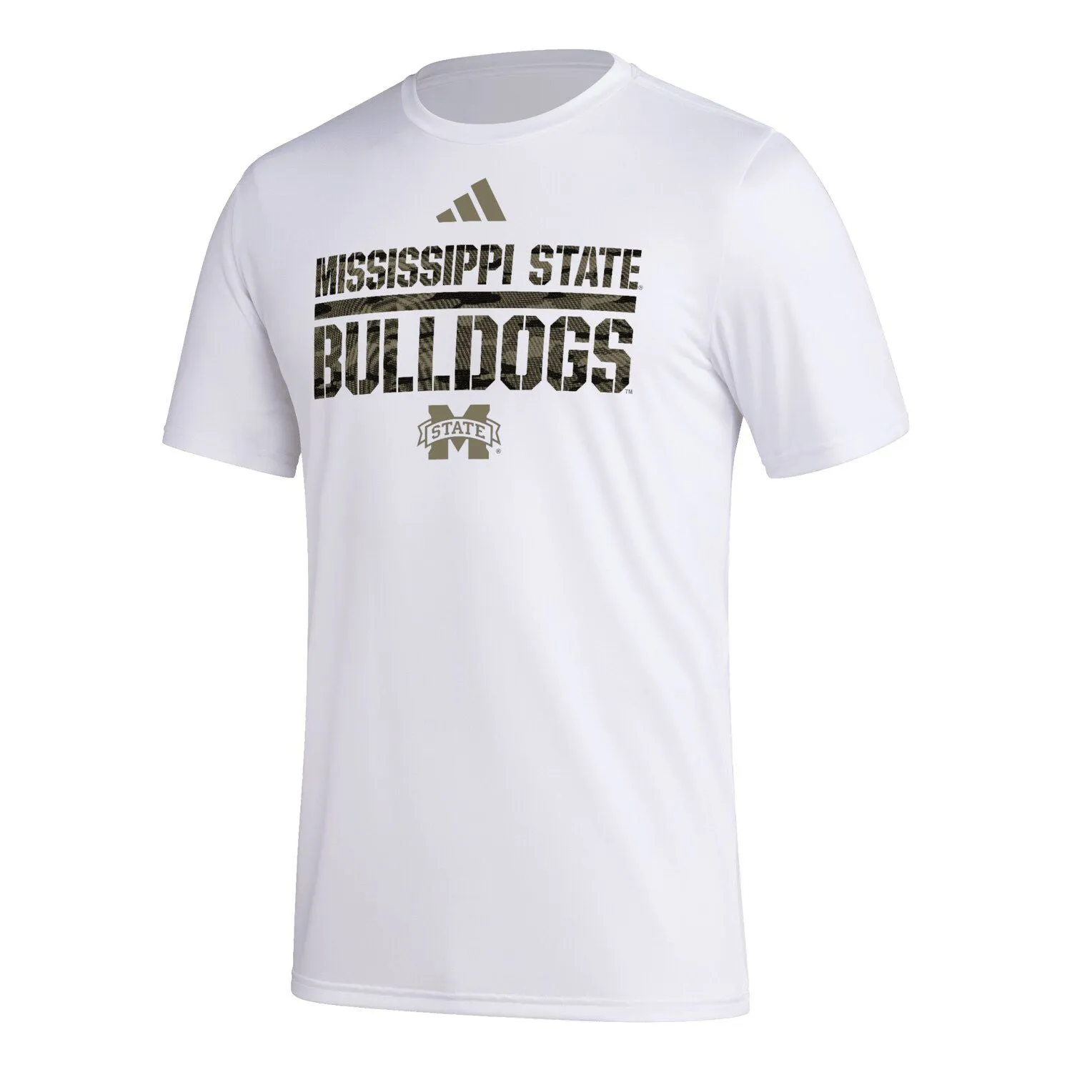 Mississippi State Bulldogs Military Appreciation Pregame AEROREADY adidas Men's White T-Shirt