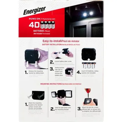 New - Energizer 600 Lumens Outdoor LED Motion Sensing Dual Head Security Outdoor Wall Light Black