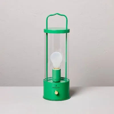 Open Box - Portable Outdoor Patio LED Tabletop Lantern Green - Hearth & Hand with Magnolia