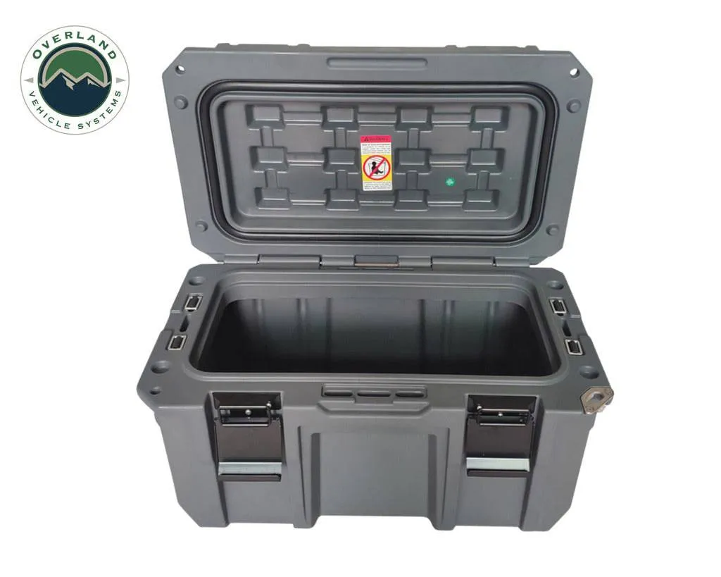 Overland Vehicle Systems D.B.S.  - Dark Grey 53 QT Dry Box with Wheels, Drain, and Bottle Opener | Universal