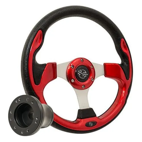 Red Rally Golf Cart Steering Wheel - 12.5"