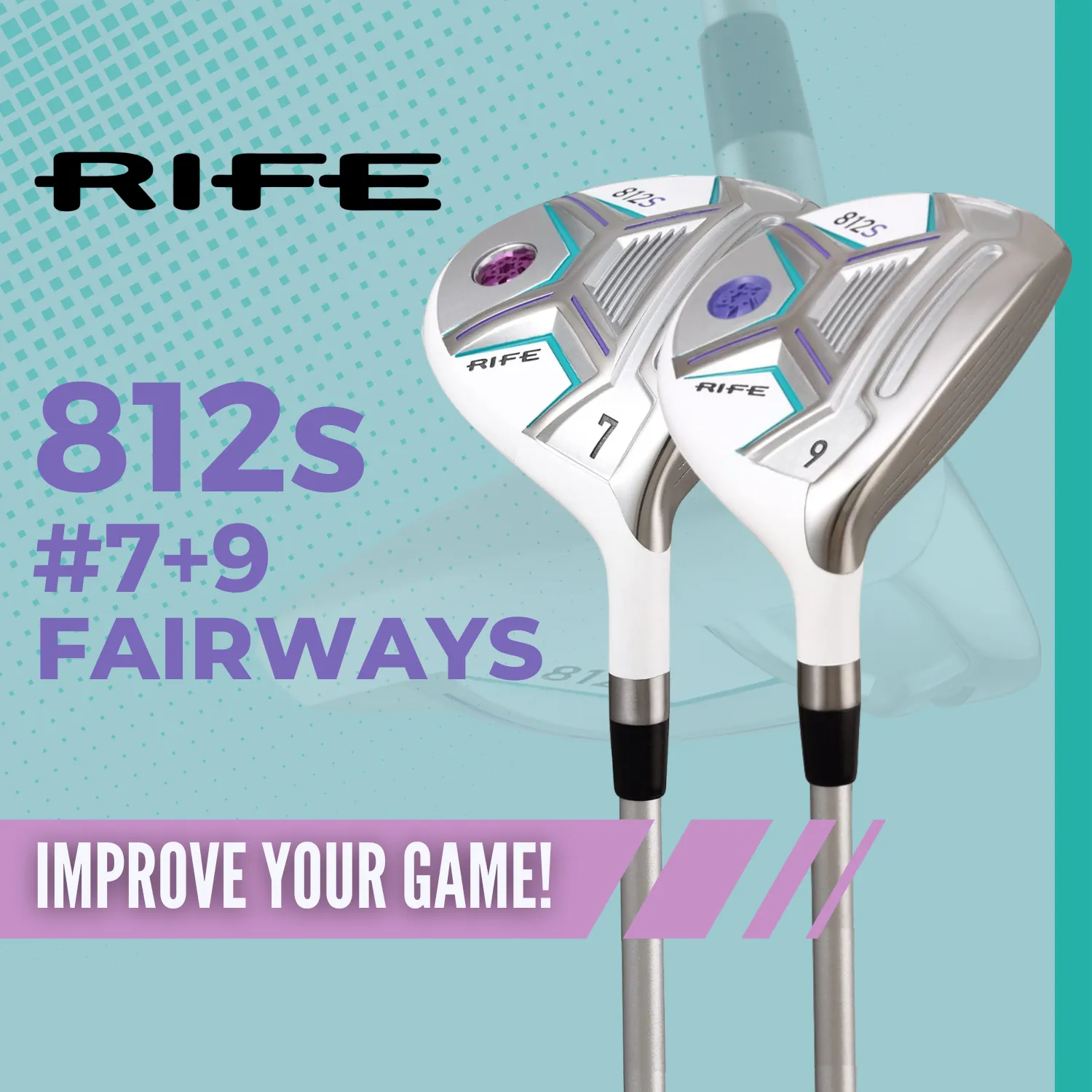 Rife Golf 812s New Offset #7   #9 Lady Fairway Metal Wood RH Clubs Set Premium Ultra Forgiving Ladies Flex Graphite Shaft with Tour Velvet Grip   Headcovers