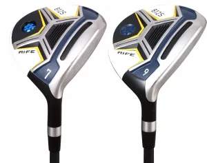 Senior Mens Rife 812s New Offset #7   #9 Fairway Metal Wood Clubs Set Right Handed Senior Flex with Mens Senior Size Black Pro Velvet Grips Fairway Wood Set   Headcovers