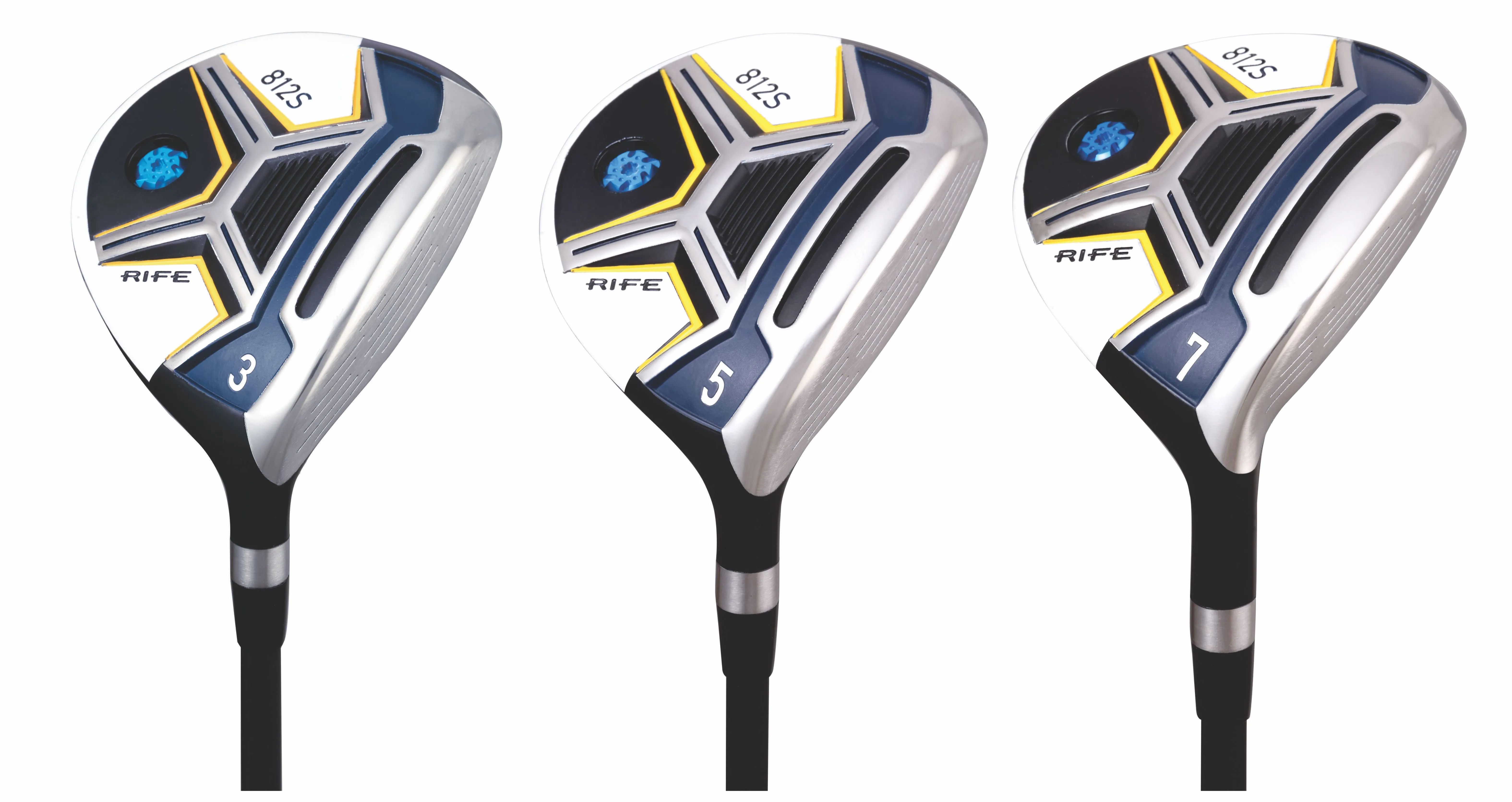 Senior Mens Rife 812s New Straight FACE #3   #5   Offset#7 Fairway Metal Wood Clubs Set Right Handed Senior Flex with Mens Senior Size Black Pro Velvet Grips Fairway Wood Set   Headcovers