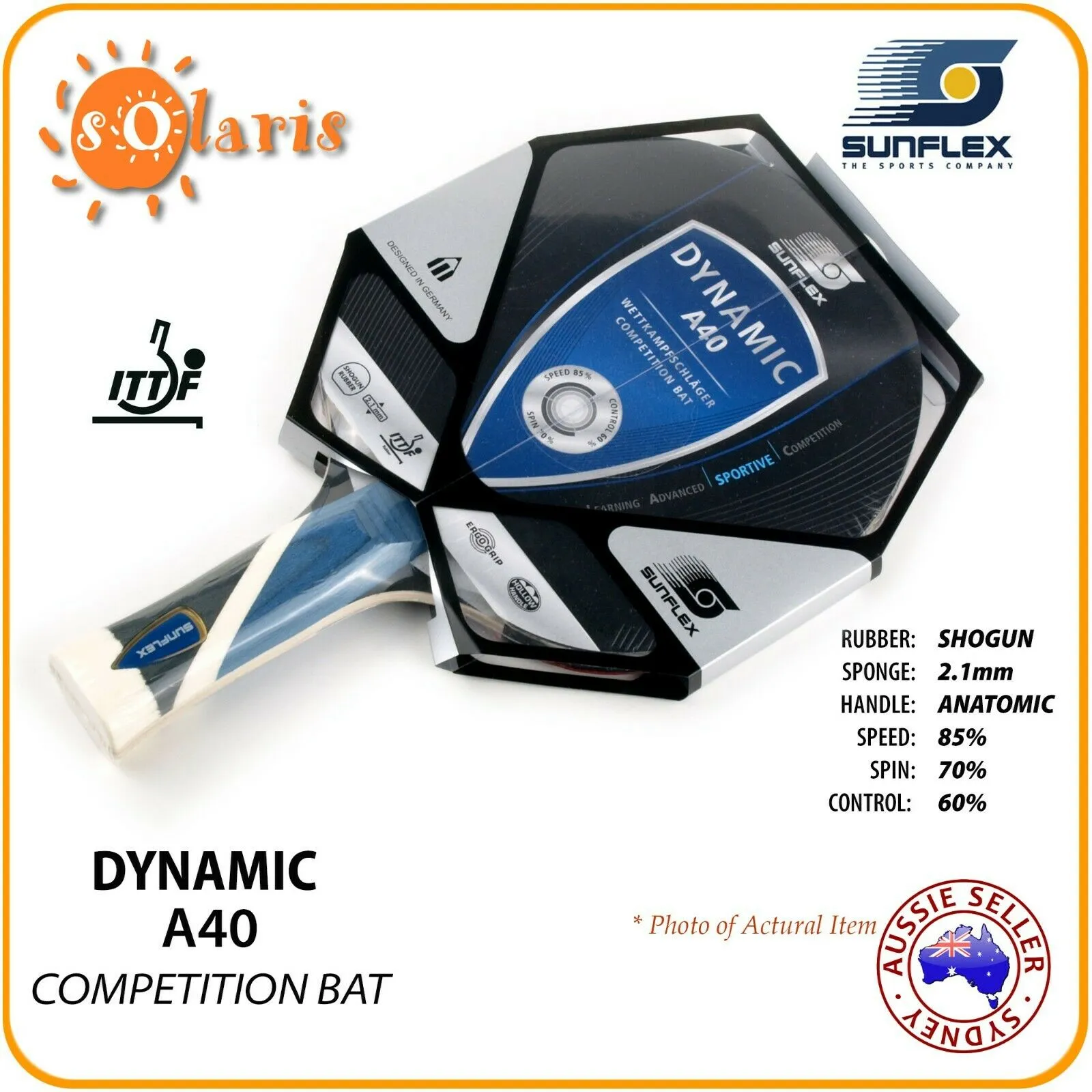 SUNFLEX DYNAMIC A40 Competition Bat ITTF Approved Table Tennis Bat Hollow Handle