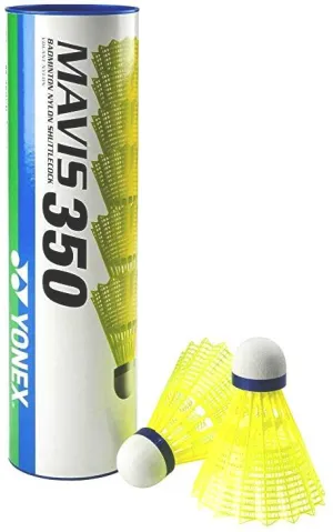 Yonex Mavis 350 Nylon Shuttle 1/2 dozen (6 in the tube) - Blue Cap - Middle Speed